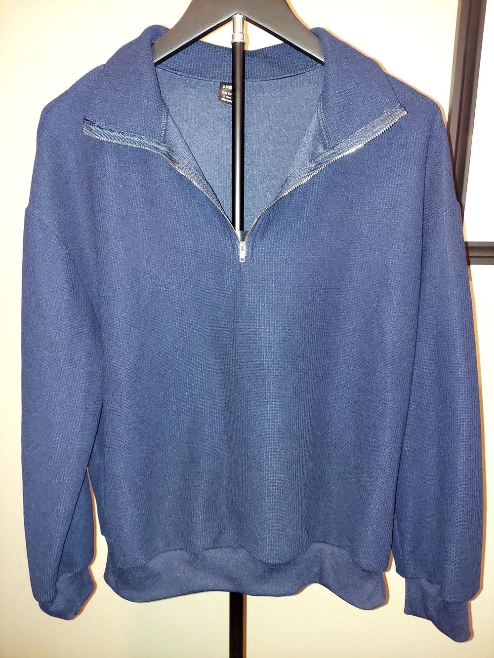 Womens Navy Half-Zip Sweater